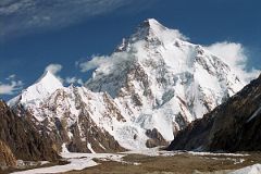 
K2 Full View With Angel Angelus Peak From Near Concordia In The Morning
